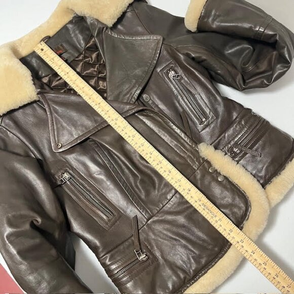 Danier Leather Shearling Trim Aviator Jacket Small - Picture 8 of 16